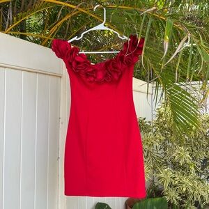 SIZE 5-6 Rose off the shoulder red dress